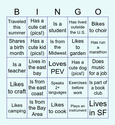Icebreaker Bingo! Find someone who… Bingo Card