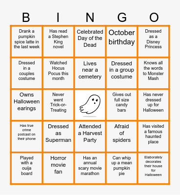 Halloween Team Building Bingo Card