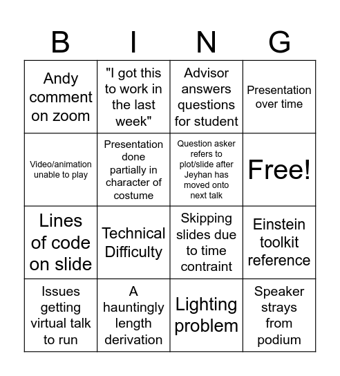 AST Jambingo 2023 Bingo Card