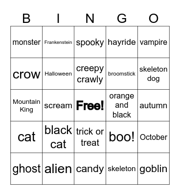 Ta and Titi Halloween Words Bingo Card