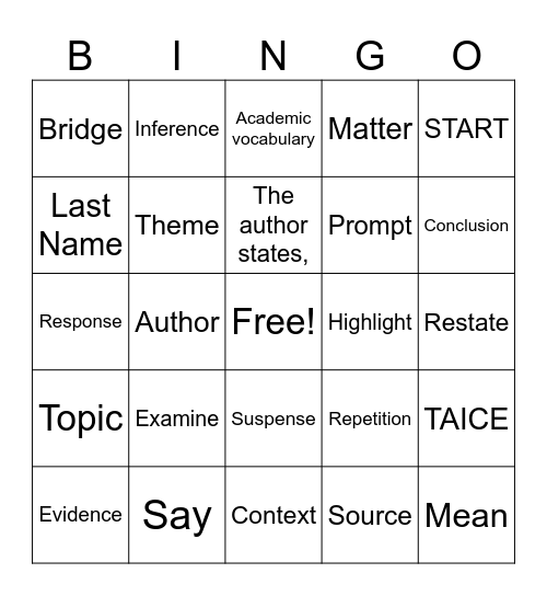 TDA Mini-Unit Bingo Card