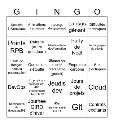 GINGO 2 NOVEMBRE 2023 Bingo Card