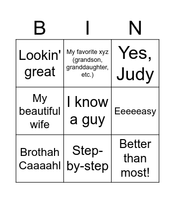 Jasonisms Bingo Card