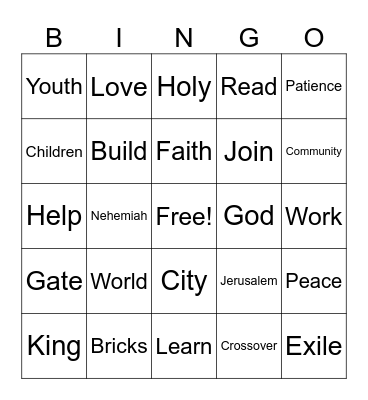 Crossover Message Bingo Card