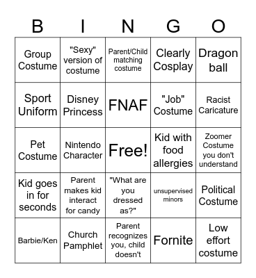 Halloween Bingo Card