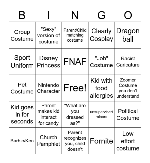 Halloween Bingo Card