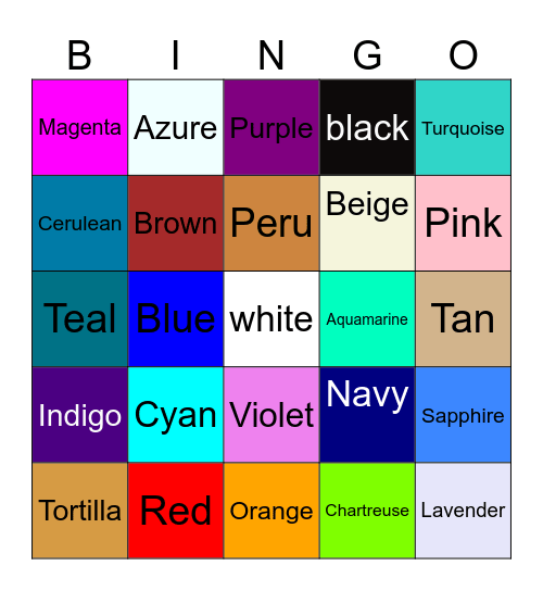 Color Bingo I Bingo Card