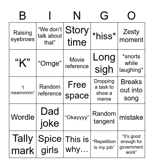 Vulic bingo Card