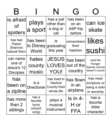 Find someone who... Bingo Card