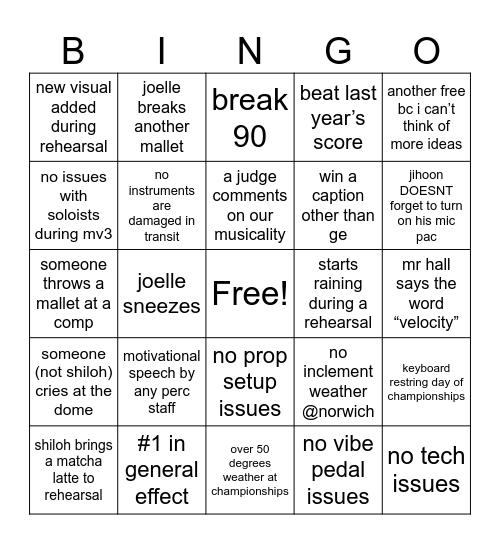 rmb pit syracuse bingo 2023 Bingo Card