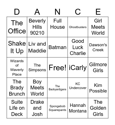 TV Theme Songs Bingo Card