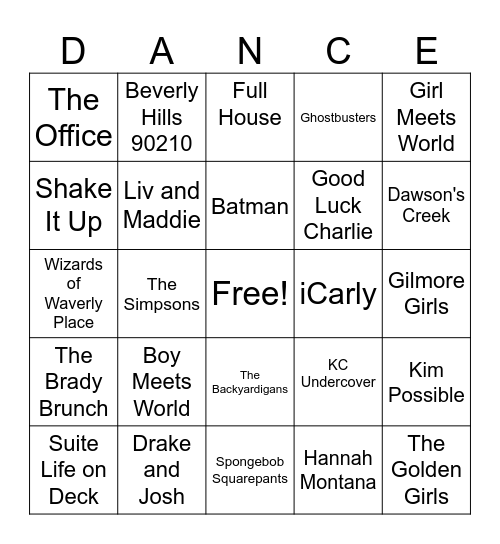 TV Theme Songs Bingo Card