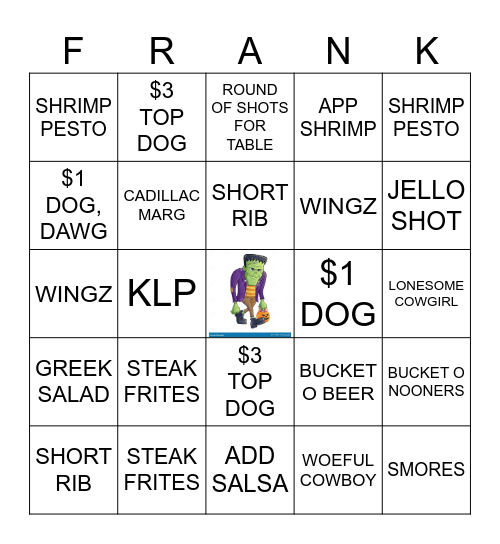 NATIONAL FRANKENSTEIN DAY Bingo Card