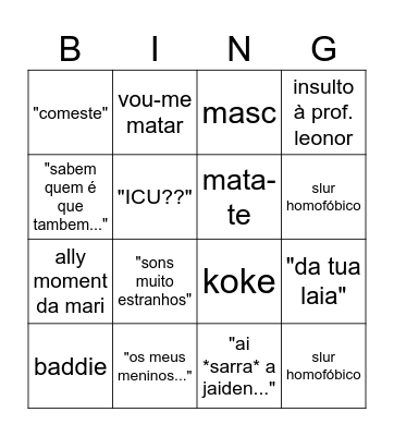 call??? Bingo Card