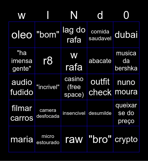 WINDOH BINGOH Bingo Card