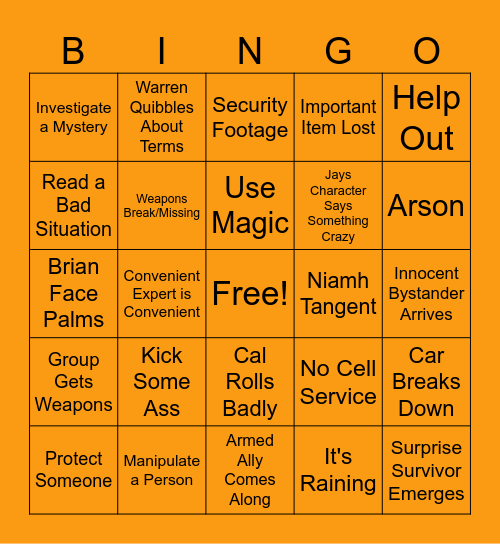 Halloween Stream Bingo Card