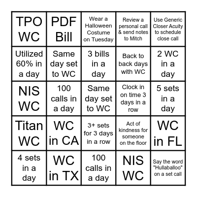 Setter BINGO Card Bingo Card