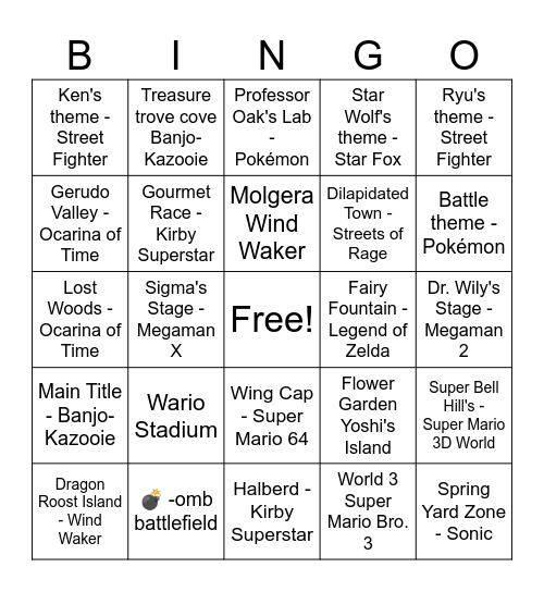 🎮 🕹 🎶 Bingo Card