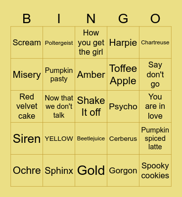 Colin Bingo Card