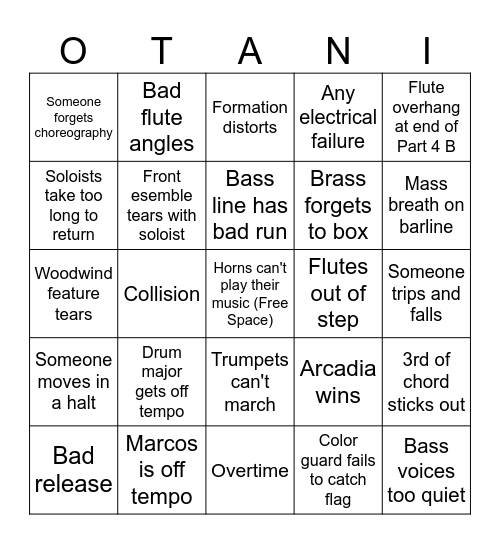 What Will go Wrong at MCHS? Bingo Card