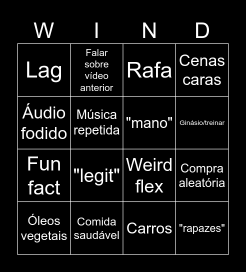 Windoh Bingo Card