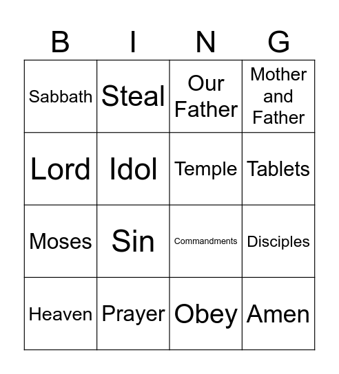 BIBLE BINGO Card