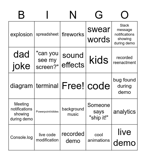 Demo Bingo Card