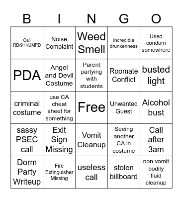 HALLOWEEKEND 2023 CA BINGO Card