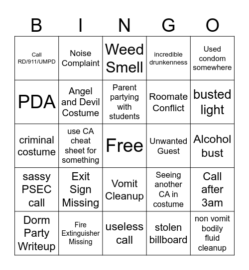 HALLOWEEKEND 2023 CA BINGO Card