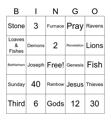 BIble Trivia Bingo Card