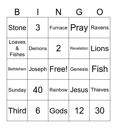BIble Trivia Bingo Card