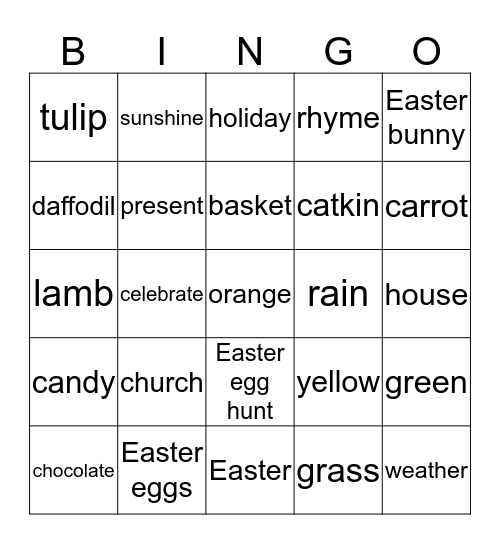 Easter Bingo Card