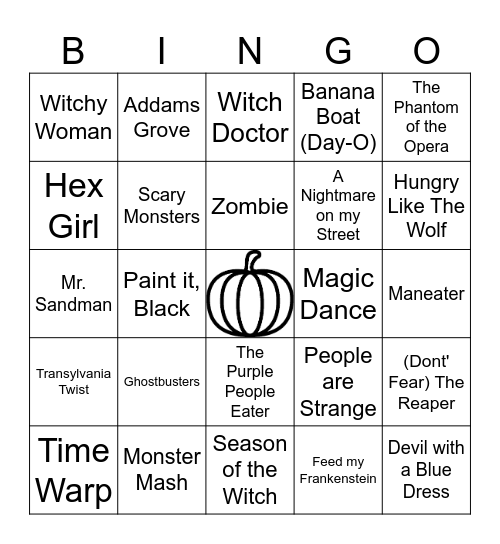Halloween Faves Bingo Card
