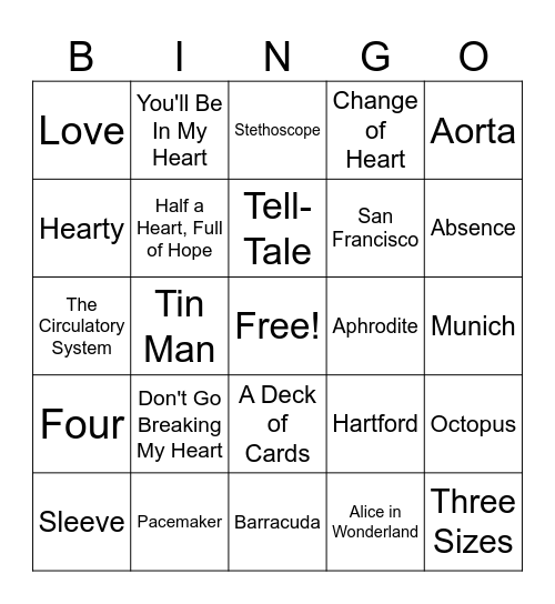 Heartfest Bingo Card