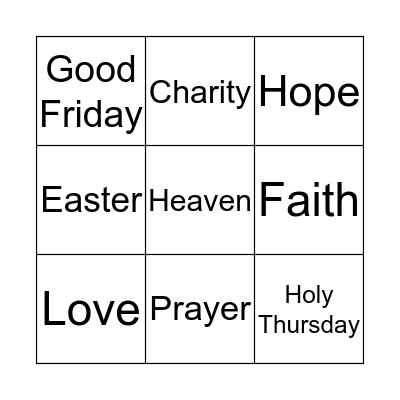 Easter Bingo Card