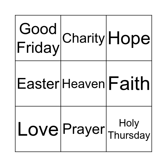 Easter Bingo Card