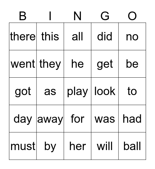 Unit 24 Bingo Card