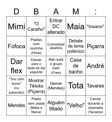 DBAM BINGOOO Bingo Card