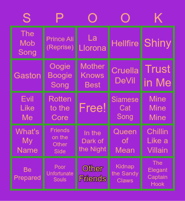 Bad Guys Bingo! Bingo Card