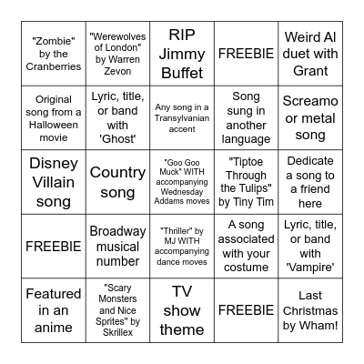 ~Halloween Karaoke Bingo~ Bingo Card