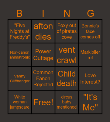 FNAF BINGO Card