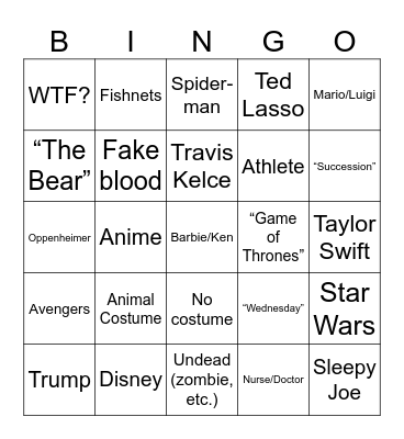 Halloween 2023 Bingo Card