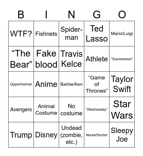 Halloween 2023 Bingo Card