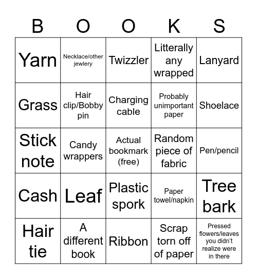 Does it bookmark? Bingo Card