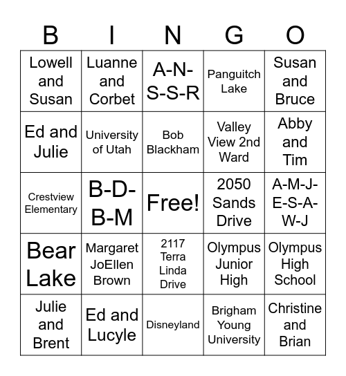 HAPPY BIRTHDAY GRANDMA! Bingo Card