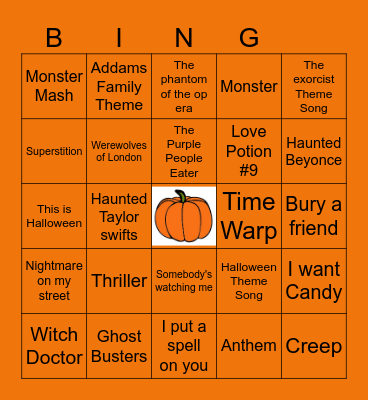 Spooky Tunes Bingo Card