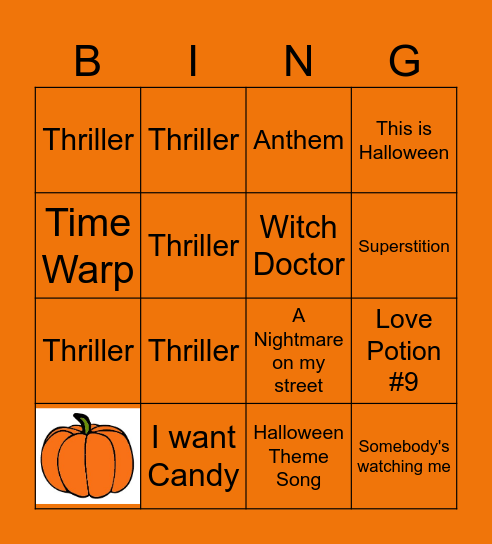Spooky Tunes Bingo Card
