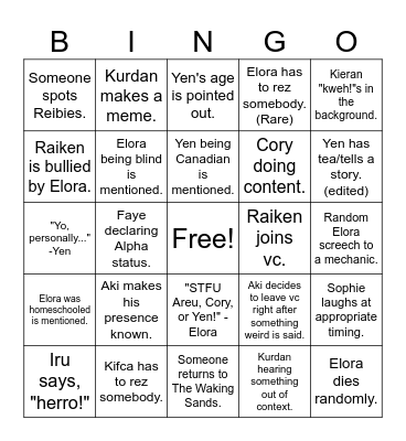 Untitled Bingo Card