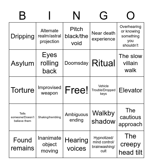 Scawwwy bingo Card