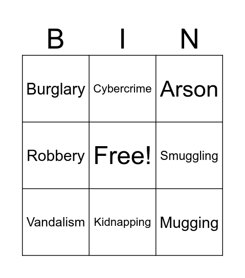 Law and order Bingo Card